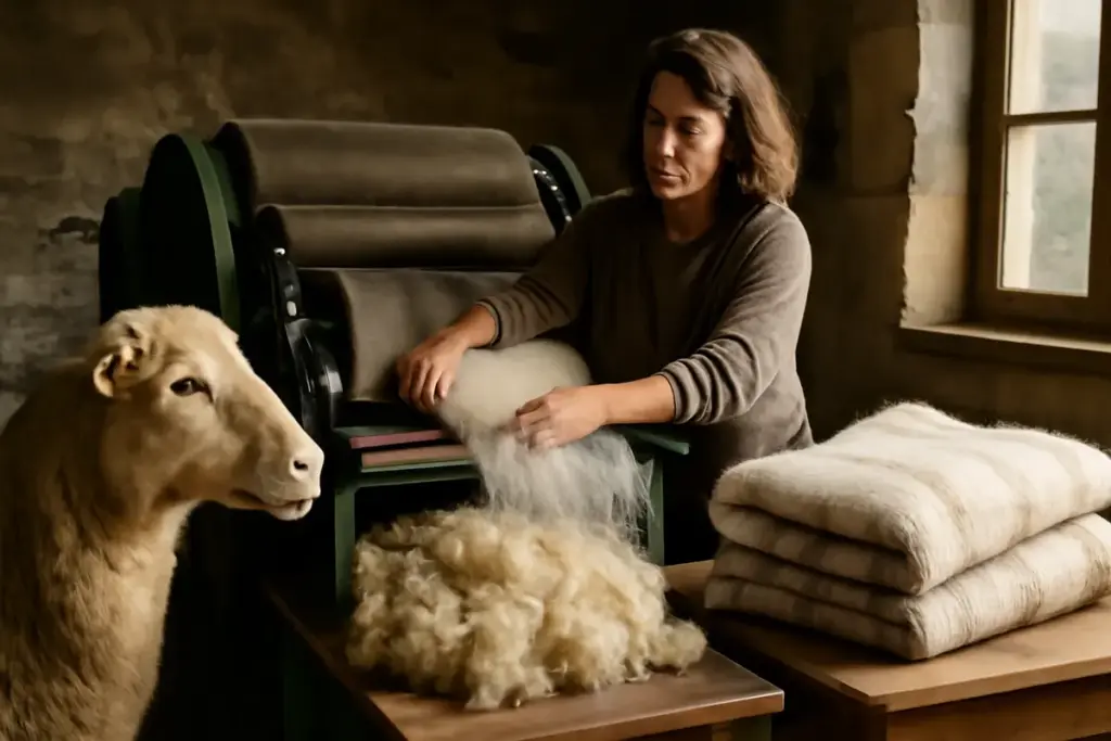 Come si trasforma la lana delle pecore in coperte? Un sapere rurale che sta tornando utile in casa